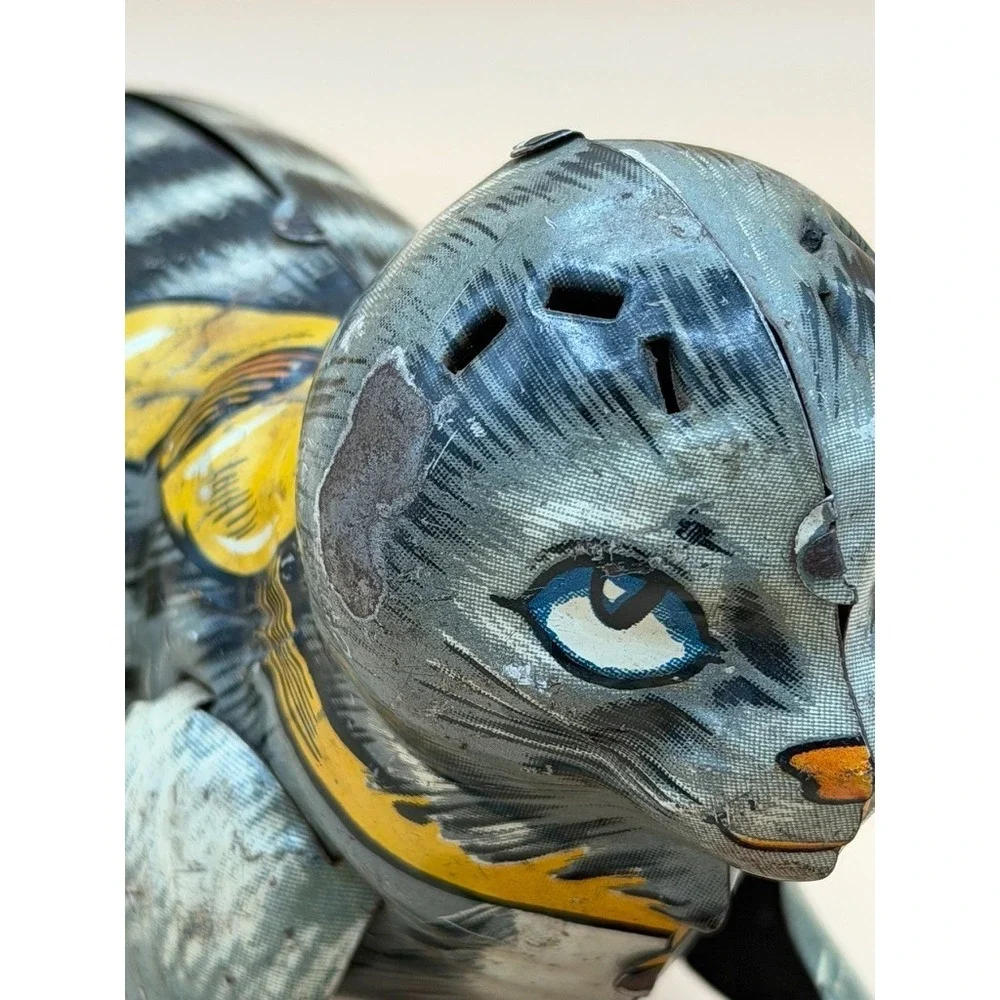 Vintage Marx Kitty Kat Tin Litho Lever Action Cat w/ Ball
